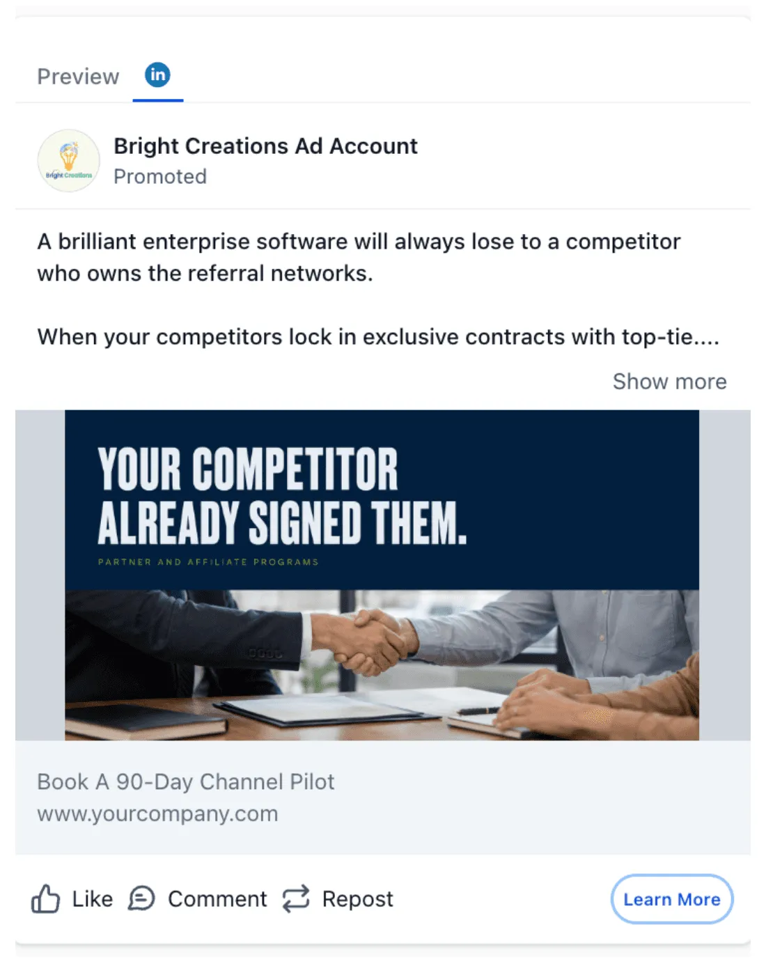 Affiliate Marketing Services - LinkedIn Ad