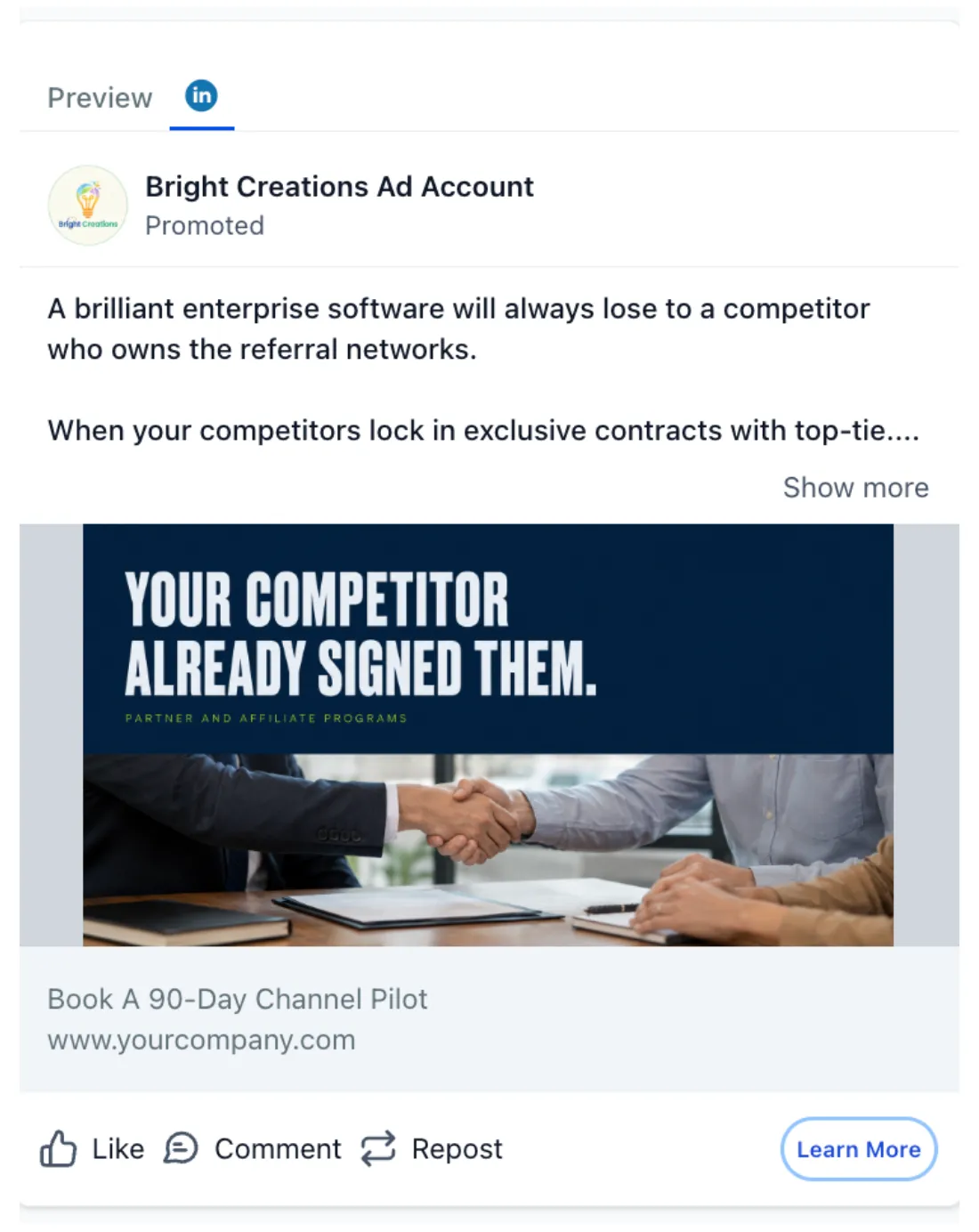 Affiliate Marketing Services - LinkedIn Ad