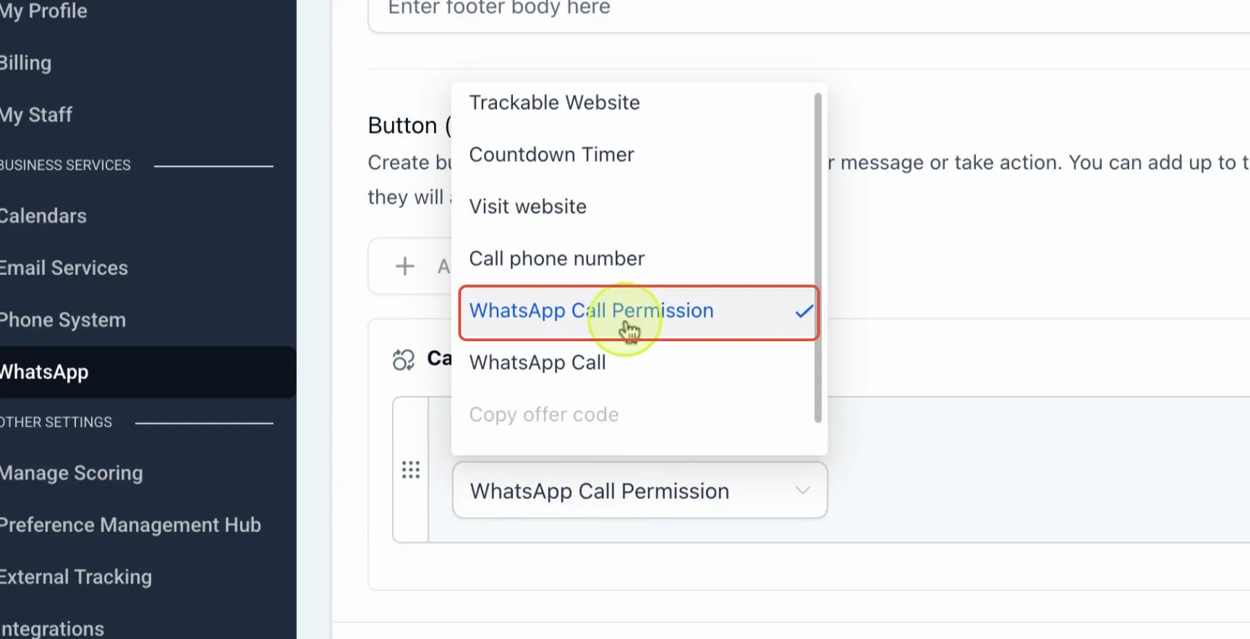WhatsApp call permission request
