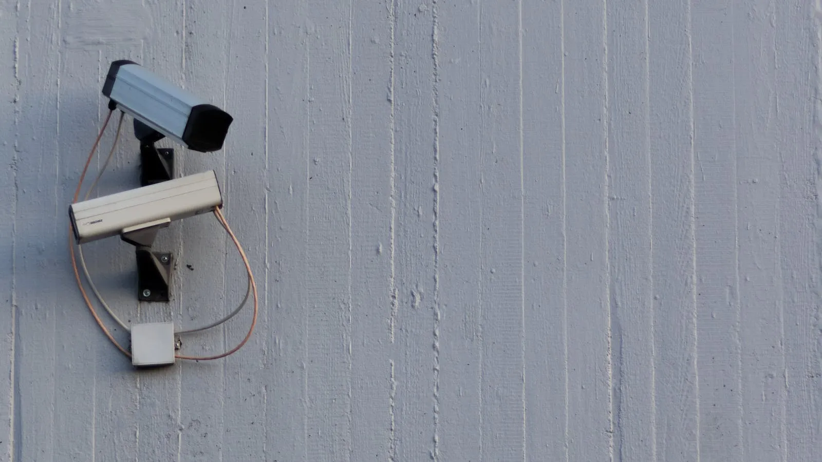 Commercial security cameras mounted for property monitoring