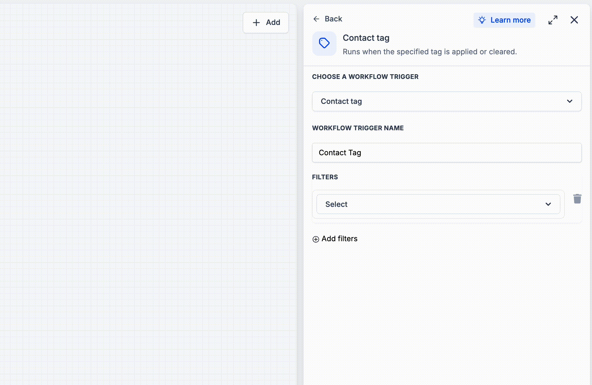 Preview of improved field search in workflow filters