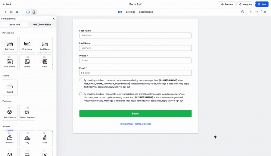 Custom modal height for embedded forms, surveys, and quizzes