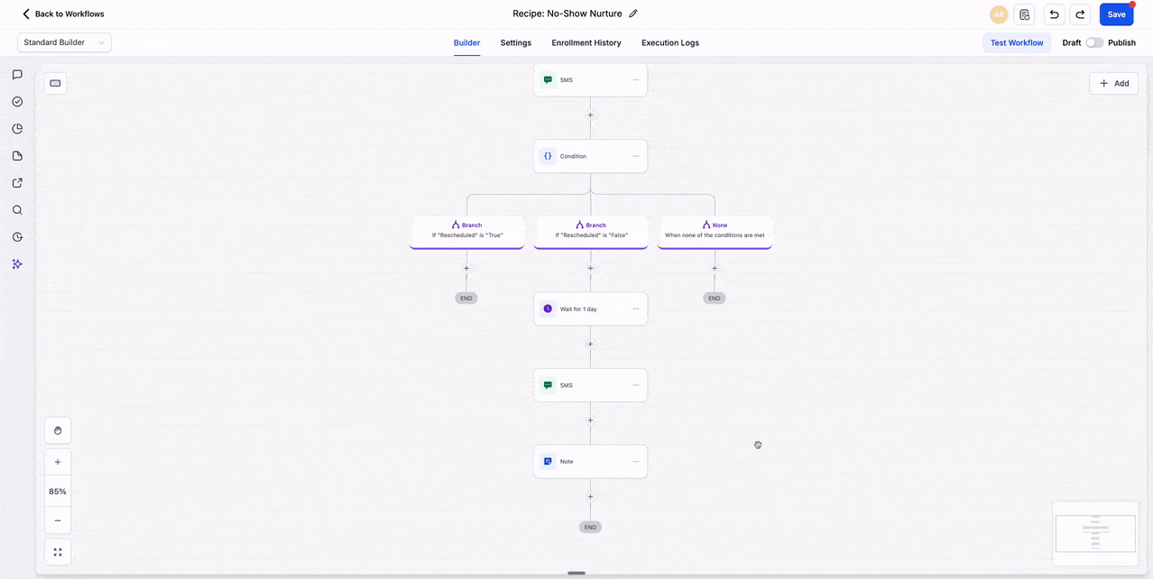 Workflow node drag and move preview