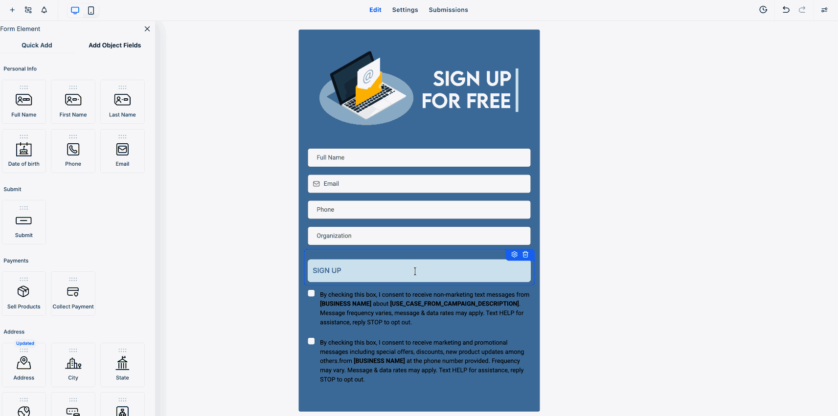 Button gradient background example