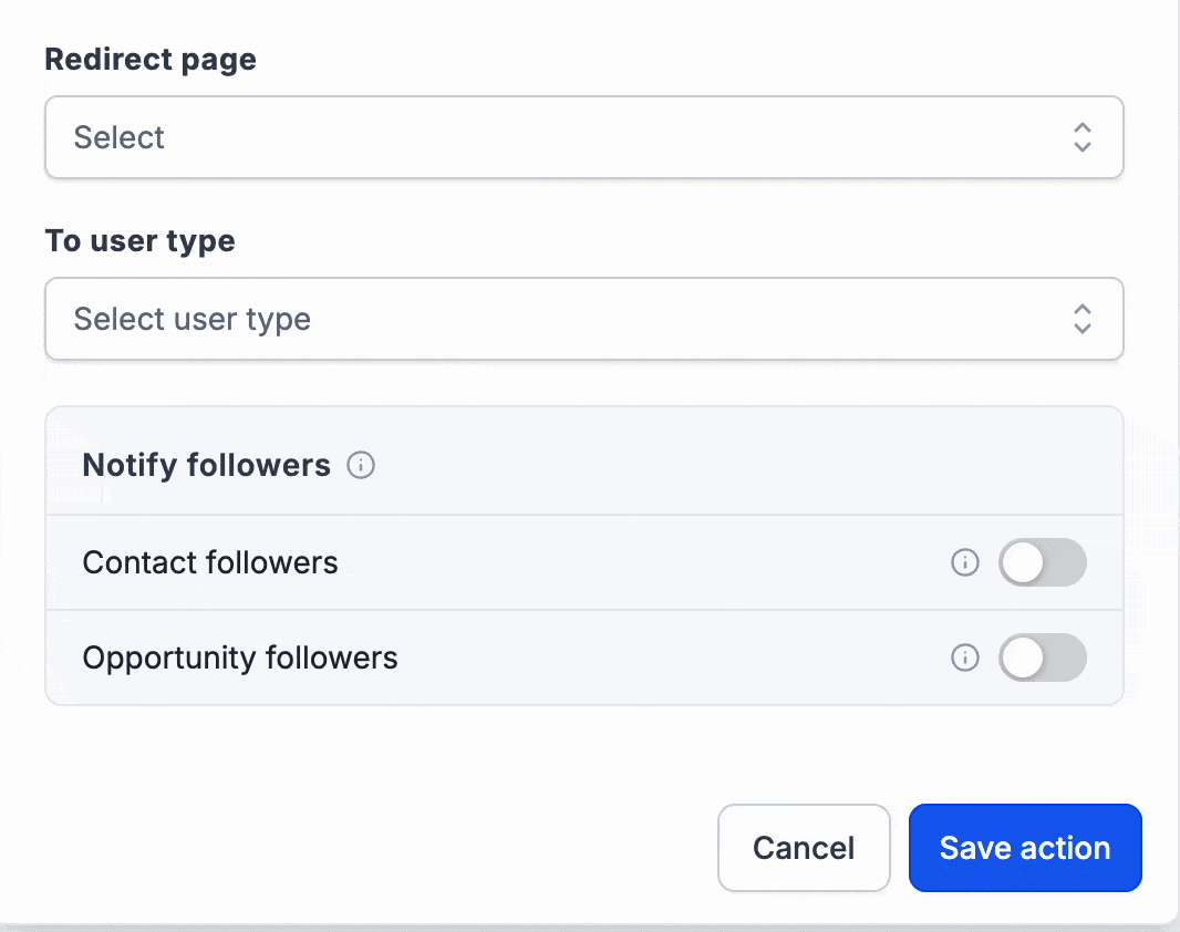 Internal notification follower options